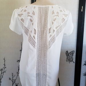[Brixon Ivy] Snowy White Back Lace Detail Blouse